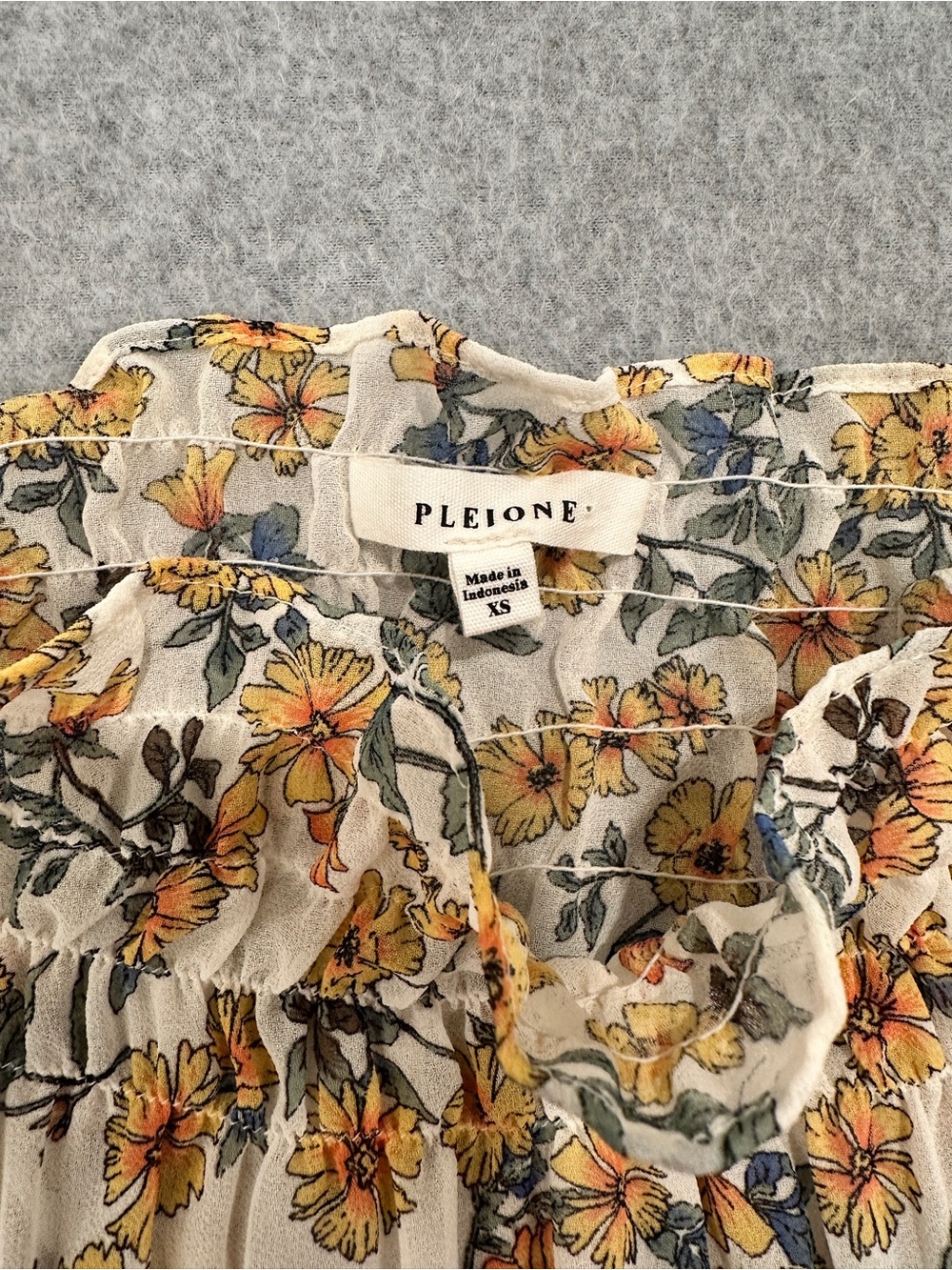 Pleione Floral Ruffled Smocked Top with Yellow Blooms - Picture 2 of 6